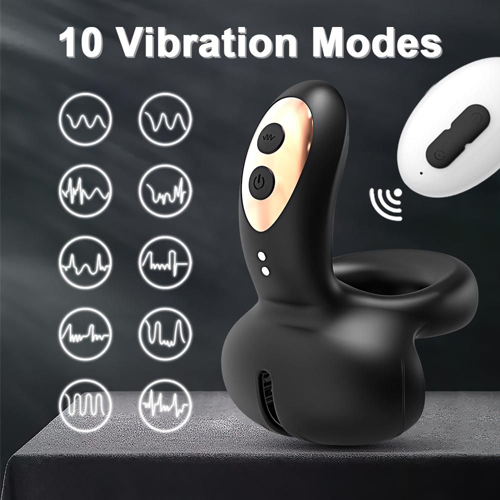 Penis Vibrator for Men Remote Control Cock Ring Ejaculation Delay Testicles Perineum Scrotum Stimulator Sex Toy