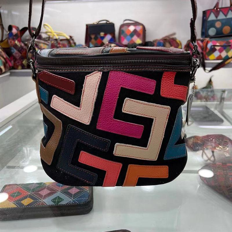 

Bags Women S And Women S Bags Handmade Splicing Letters Contrasting Sheepskin Color Shoulder Bags Bucket Women S Bags