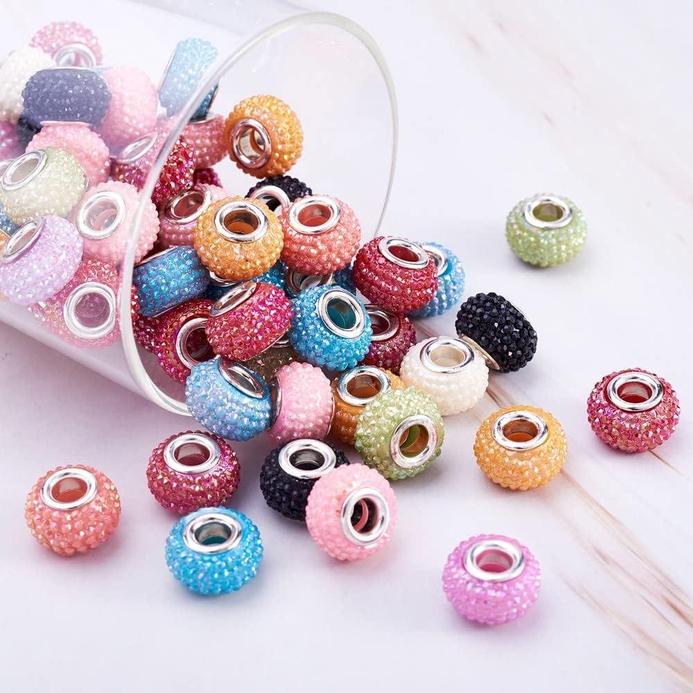 10/20/30pcs Resin European Large Hole Bead AB Color Decorative Bead Spaced Bead Pendant Bracelet Jewelry Making 14x9.5mm