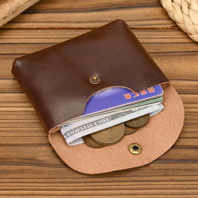 Genuine Leather Coin Purse Vintage Mini Card Holder Cowhide Change Pouch Unisex