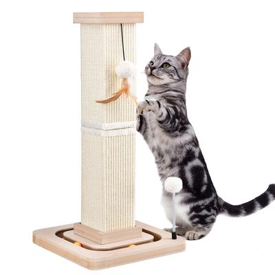 Palo Tiragraffi per Gatti LIFLIX con Giocattolo, Sisal Naturale, Palla Rotante e Pompon, Durevole, Stabile e Robusto, Design Verticale, Facile Montaggio, Alto 67 cm