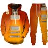 Morsom gitarkunst for menn 3D-trykk Hettegensere/bukser/dress Harajuku Vintage par treningsdresssett Personlighet Hip Hop Streetwear-klær