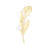 New High-end Gold and Silver Two-color Brushed Craft Feather Brooch Temperament Natural Fritillary Pearl Pin Anti-light