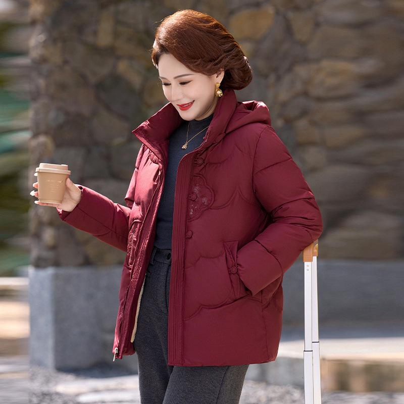 2025 Short Thickened Cotton Jacket for Middle-Aged and Elderly Women - Plus Size, Warm Winter Outerwear