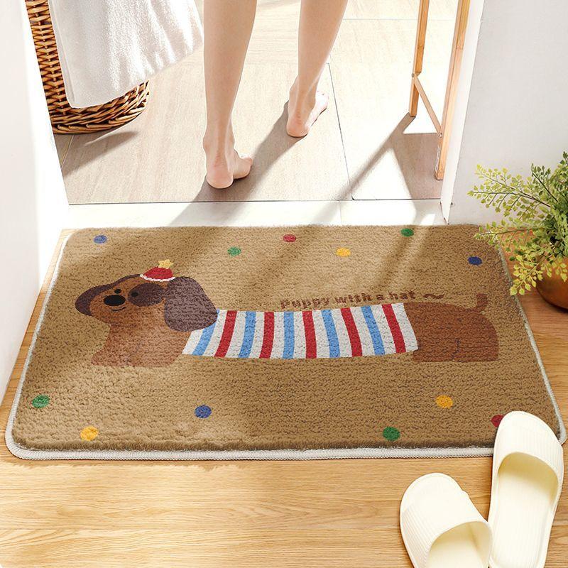 Imitation Cashmere Bathroom Absorbent Floor Mat Cartoon Bathroom Thickened Toilet Door Mat for Household Use