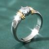 Fashion CopperPlated Synthetic Cubic Zircon Rings Simple Design Two Tone Wedding Bands Rings Women's Temperament Jewelry