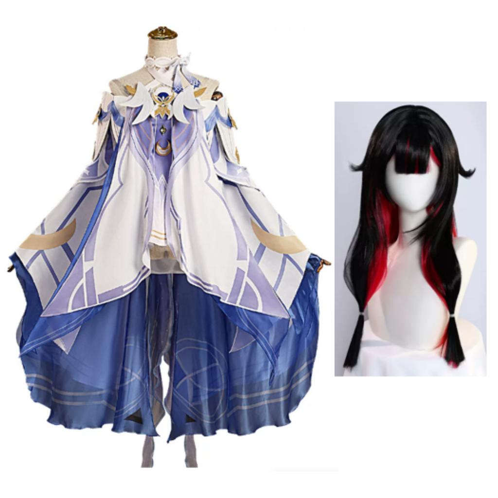 Spiel GenshinImpact Damselette Columbina Cosplay Kostüm Outfits Halloween Karneval Party Rollenspiel Uniform Perücke für Damen