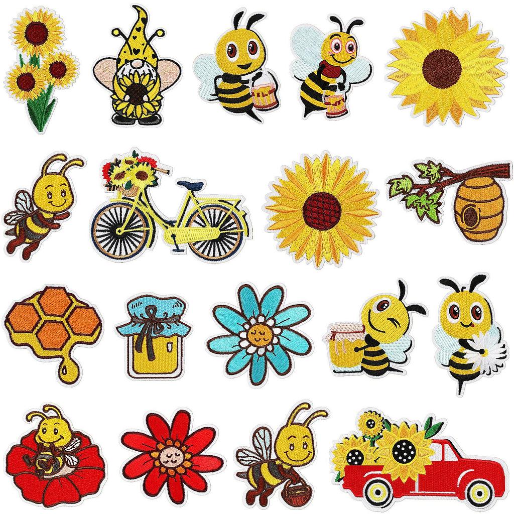 Patchwork Bee Summer Family Patch Solid Color Hot Selling Versatile Bag Decorative Embroidery Patch Cartoon Honeycomb