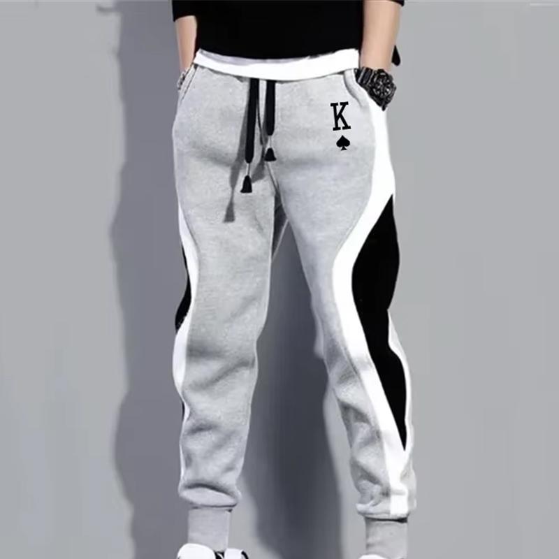 

Мужские повседневные брюки K с персиковым принтом, мужская мода, уличный спорт, фитнес, джоггинг, пэчворк, беговые флисовые брюки на шнурке 4XL серый