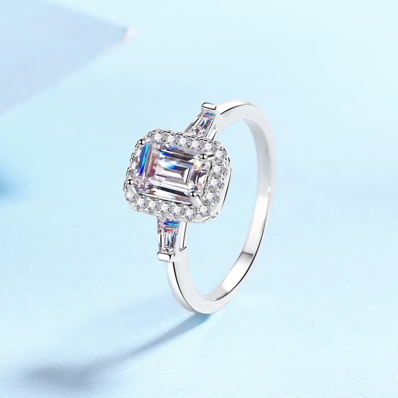 S925 Sterling Silver Moissanite Ring Women's Pt950 Gold Plated Light Luxury Personalized Wedding Ring