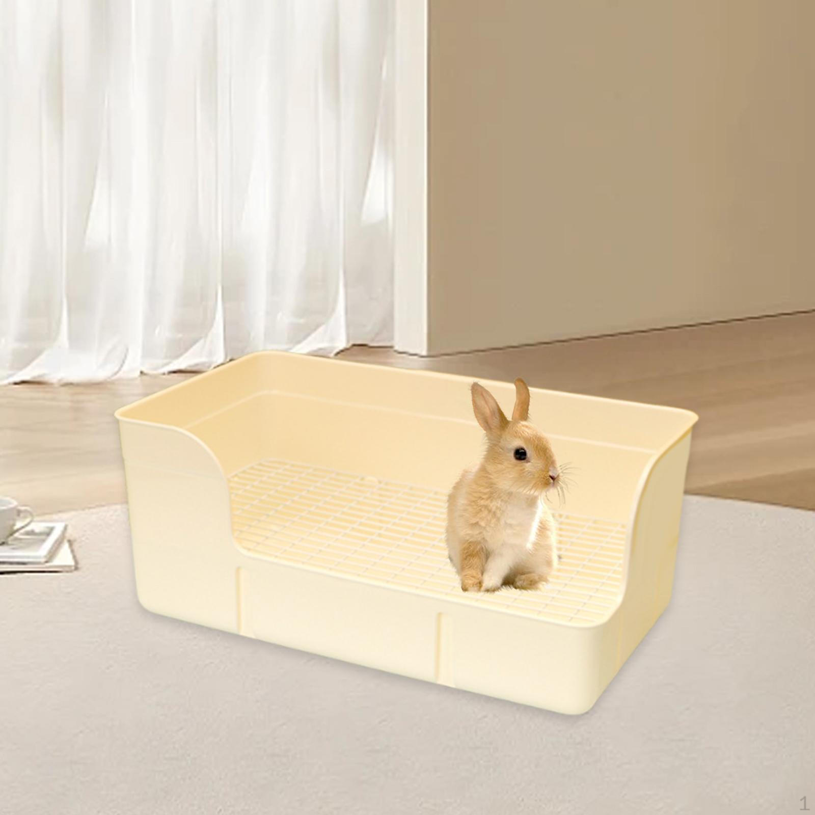 

Litter Box Urinal Tray Case Corner Pan Cage Toilet Bedding for Small Animals бежевий