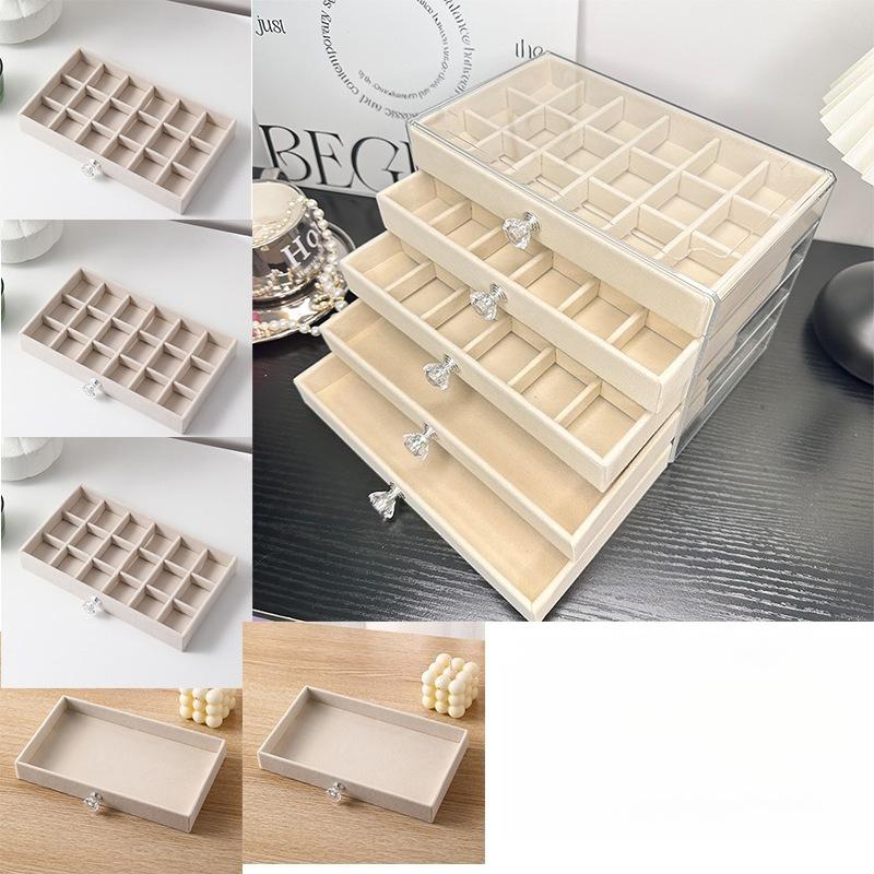 Velvet Jewelry Box with Anti-Oxidation, Transparent Acrylic Storage for Earrings, Necklaces, and Rings