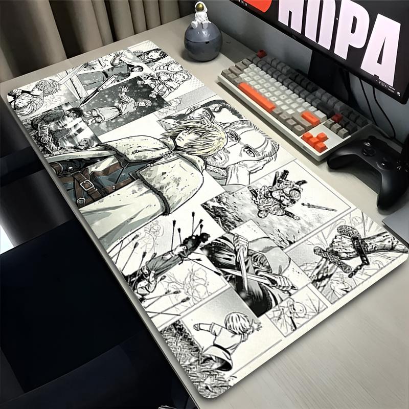 Beliebte Anime Mauspads PC Computer Gaming Zubehör Vinland Saga Große Schreibtischunterlage Naturgummi Mauspads Gamer Tastaturmatte