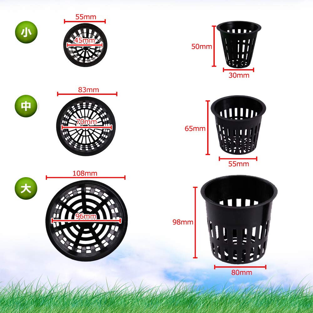 Happy Spring Hydroponic Cultivation Pot, Basket Pot, 6 Colors, 3 Sizes, Set of 10 (Large, Black)