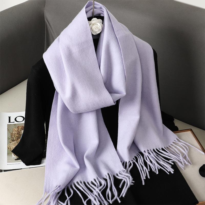 Nytt 62 farger Vinterskjerf for kvinner Langt Varmt Kasjmirskjerf Hijab Ensfarget Dame Sjal Wrap Kvinnelig Pashmina Bandana Hodeskjerf
