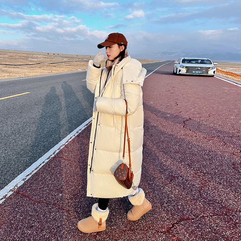 Winter Neue Daunenbaumwollkleidung Damen Verlängert Verdickt Locker Mit Kapuze Knie Baumwollmantel