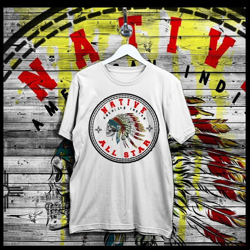 Native American Indian Warrior Skull Sacred Headdress T-Shirt Indigenous, XL