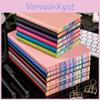 Leather Soft Cover 1pc A6 Rainbow Edge Notebook With 100 Sheets Office School Student Work Meeting Record Book Office Diary