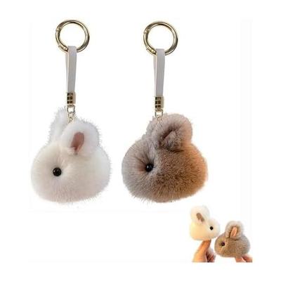[Zeaiisiy] Plush Keychain, Set of 2, Cute Animal Pendant, Bag Pendant, Key Chain, Hanging Decoration, Present, Gift for Partner, Friend, Family