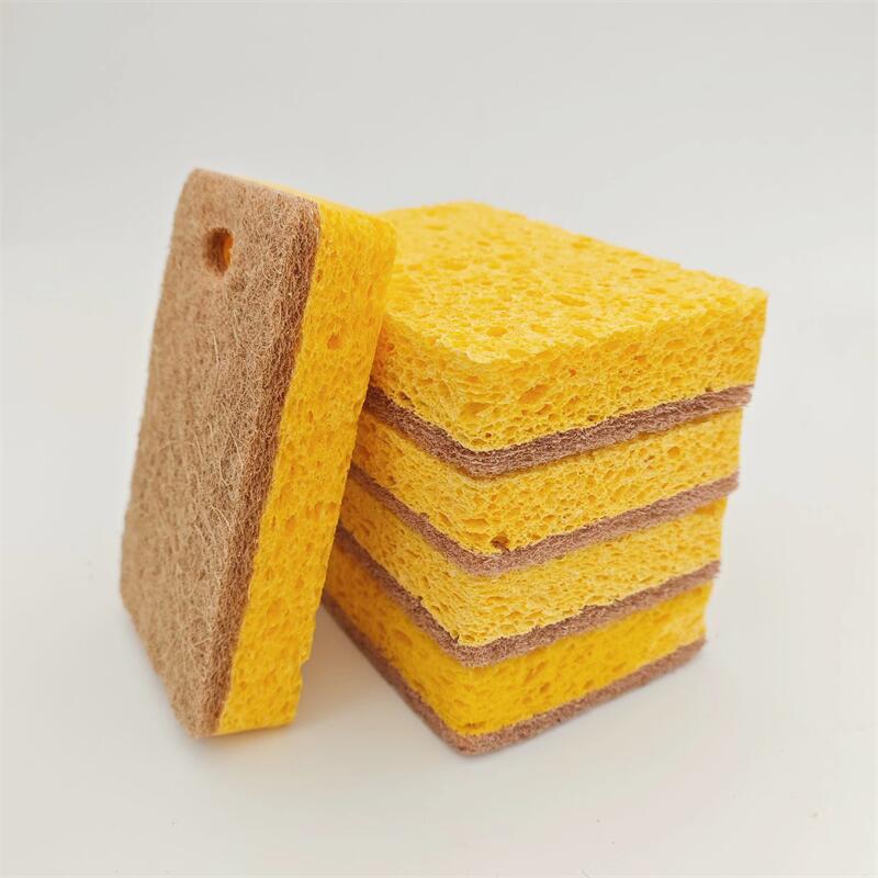 Sisal wood pulp cotton scouring cloth household kitchen absorbent sponge washing pot dishtowel double-sided sponge wipe single pack