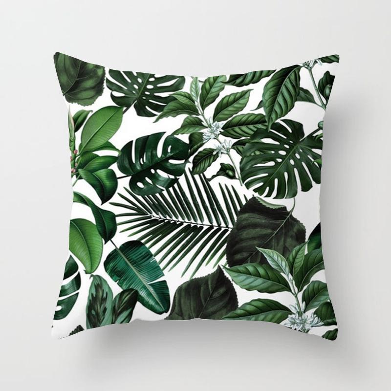 Fashionable Tropical Plant Polyester Pillowcase Office Fabric Sofa Cushion Cover Home Peach Leather Velvet Pillowcase
