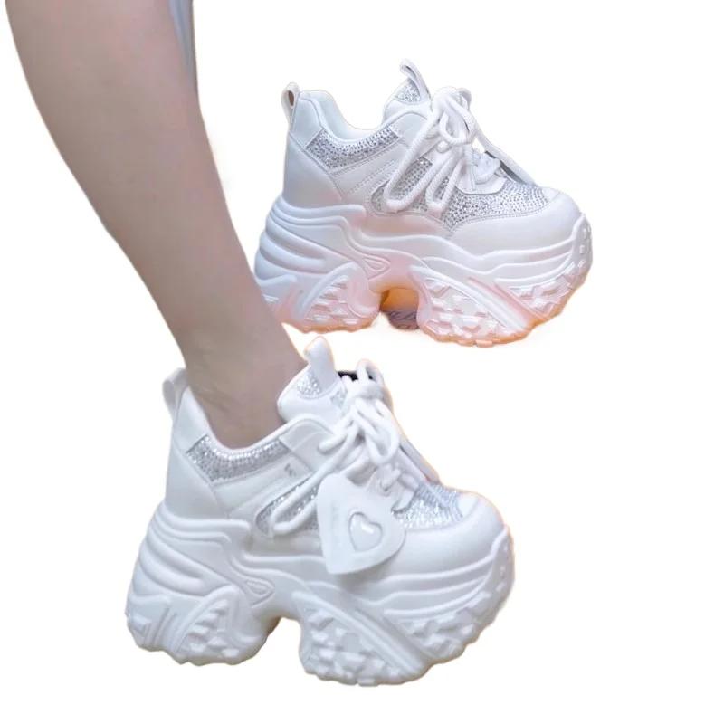 Fashion Shoes Female 2025 Lace Up Women's Vulcanized Shoes Outdoor Platform Breathable Bling Daily Casual Comfortable Versatile Sneakers