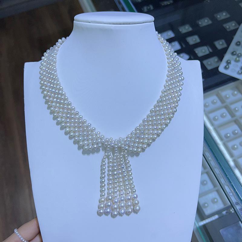 Star Bride Multi-Layer Freshwater Pearl Qipao Necklace белый