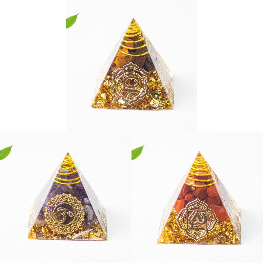 Natural Crystal Resin Pyramid Home Office Decor Gift For Mindfulness Enthusiasts