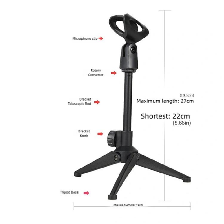 Foldable Microphone Stand Tripod Holder With Stable Base Supports 1.5kg Weight For Professional Voice Recording