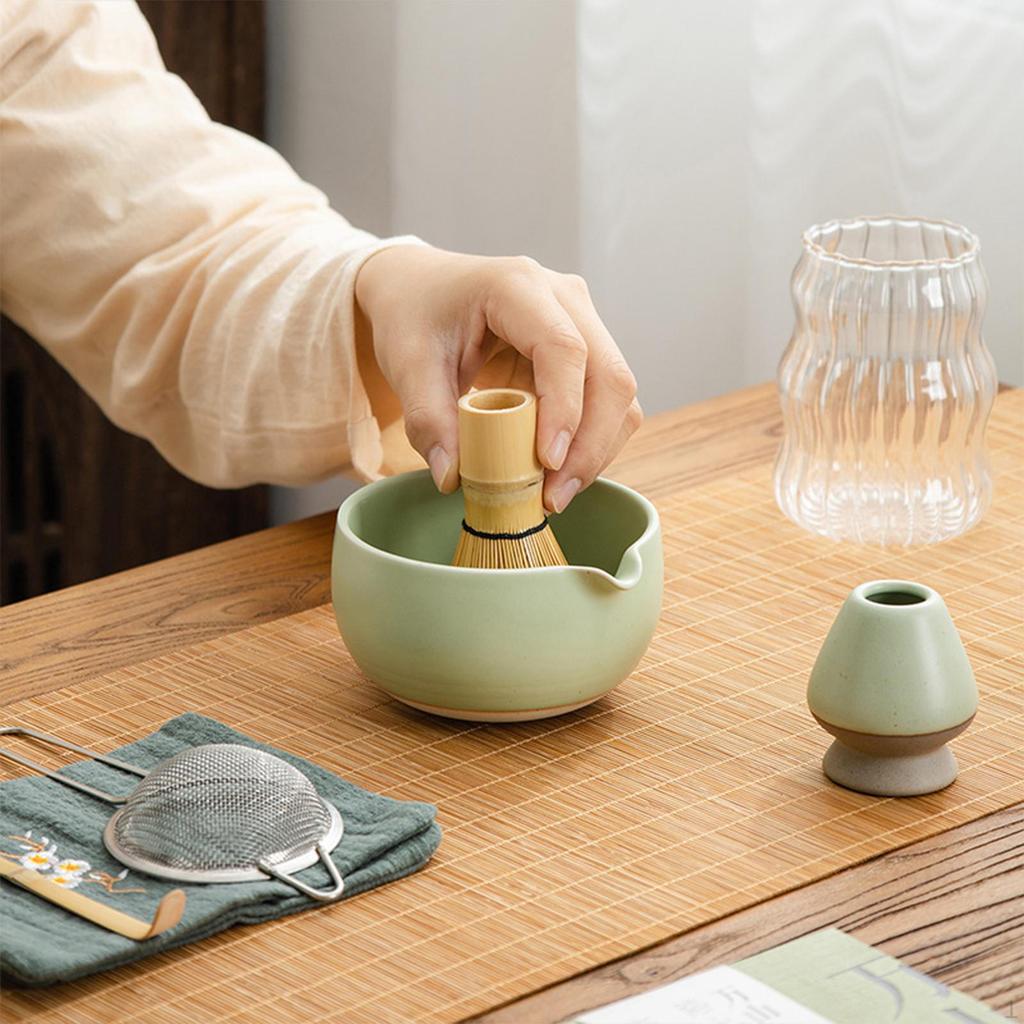 7 Piece Matcha Tea Set, Japanese Ceremonial Bowl, Complete with Whisk Holder,