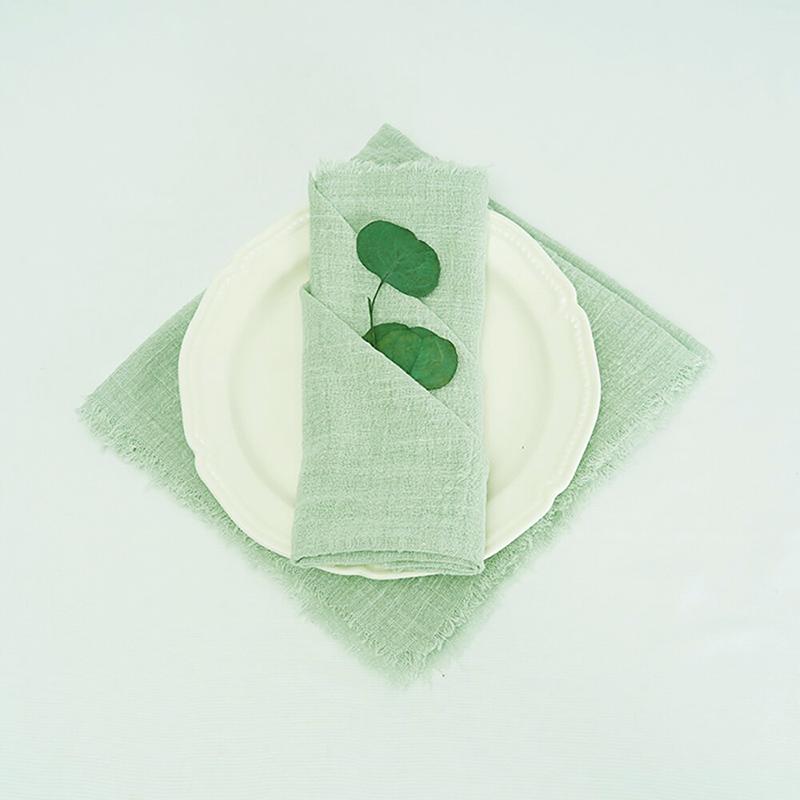 24pcs 32X32CM Sage Green Napkins Handmade Gauze Cotton Cloth Rustic for Weddings Party Baby Shower Banquet Christmas Decorations