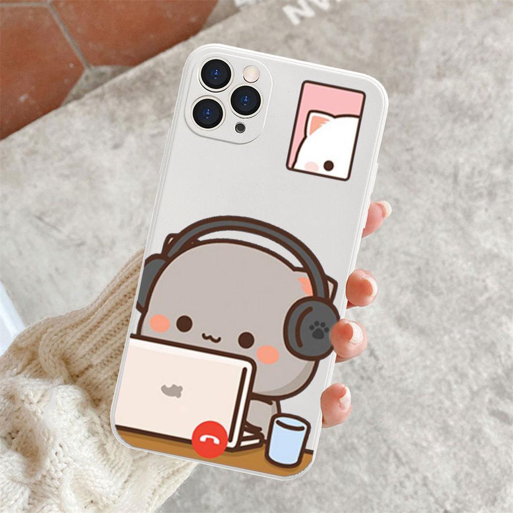 Cartoon Animal Cat Couple Paired Phone Case for IPhone 15 14 13 12 11 Pro Max Mini XS X XR SE2 7 8Plus Lovers Cover Matte Fundas
