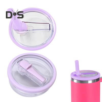 40oz Tumbler Flip Straw Lid Replacement Leak-Proof Splash Resistant Cover for Cup BPA-Free Reusable Glass Lid with Folding Straw
