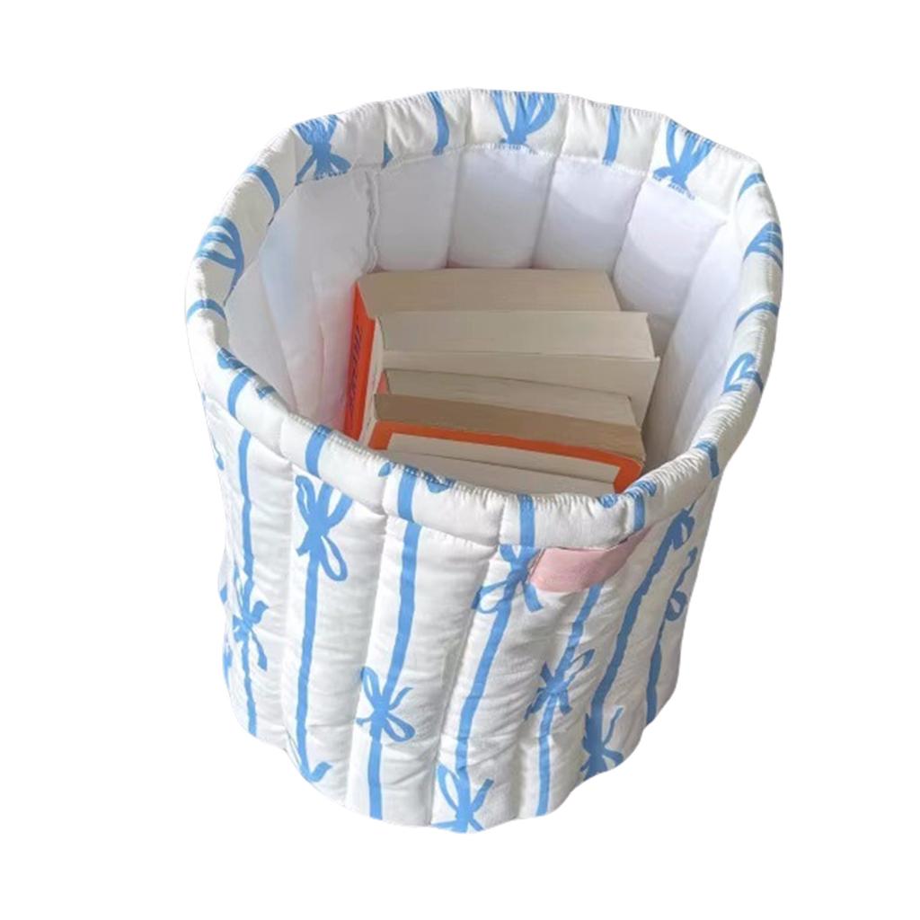 Panier de Rangement Rond Matelassé Pratique avec Élégants Motifs de Nœuds Papillon Pratique pour l'Organisation de la Chambre ou de la Salle de Bain