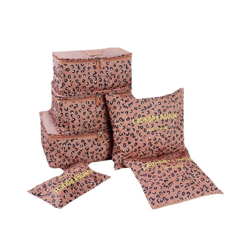 Korean Floral 6-Piece Travel Organizer Set - Large Size Storage Bags for Travel