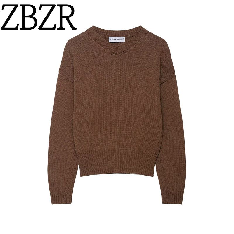 Zbzr Autumn New Women clothes Western Style Fashion Temperament Simple Casual V-neck Long sleeve Knit 6771140