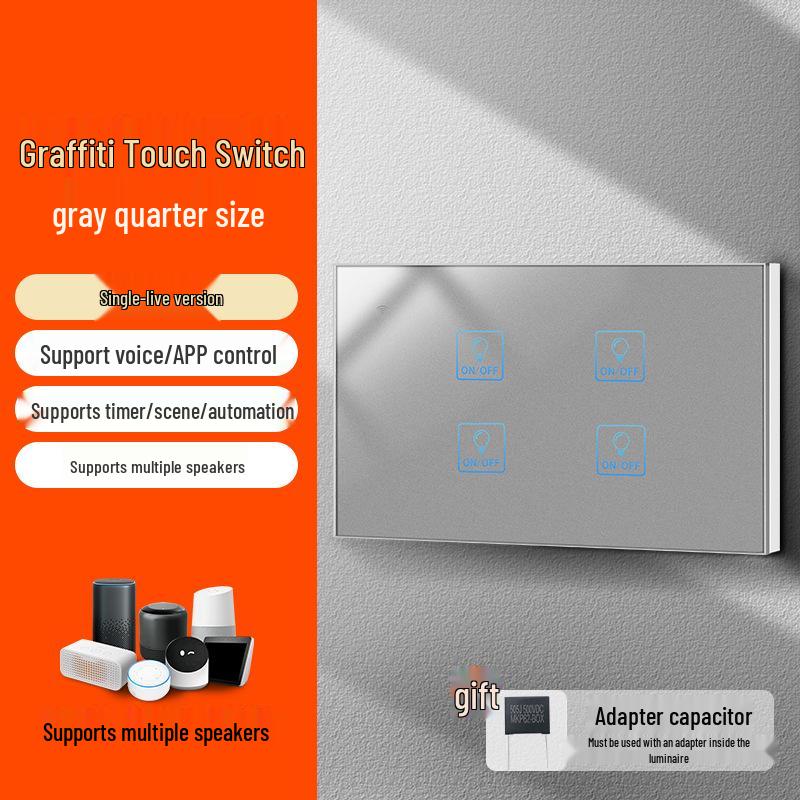 Graffiti Smart WiFi Wall Switch with Alexa & Google Voice Control, US/EU Specs, Touch Panel