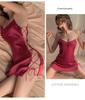 Yi Yue Women's Silky Side-Slit Lace-up Nightgown Set