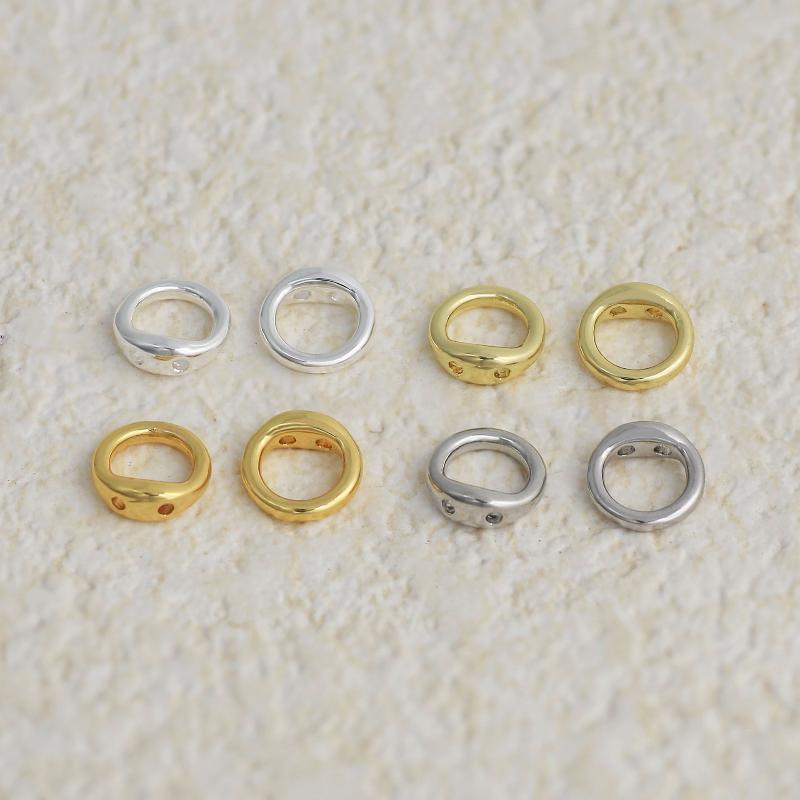 10/20Pcs Brass Circle Loop End Beads Gold Plated Ring Cord End Connectors For Diy Pearl Necklace Bracelet Jewelry Making
