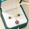 Trendiges türkisches Nazar-Amulett Halskette Ohrringe Set Minimalistisch Zierlich Goldfarbene Kette Glücksbringer Schmuck Geschenke für Frauen Mädchen