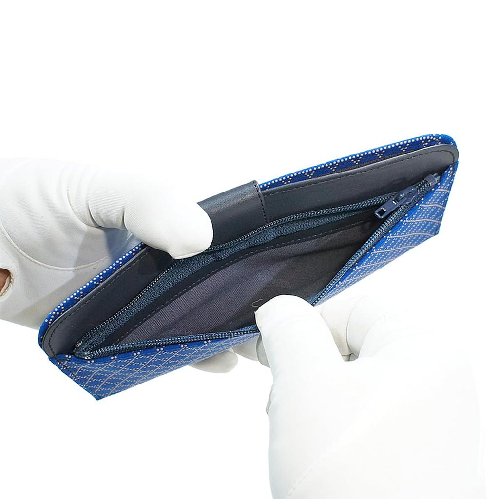 [Inden-ya] Inden Long Wallet, Large, Thin Deerskin, Cobalt Blue with White Lacquer, Kagome Pattern, 2107-cw-029, Custom Order