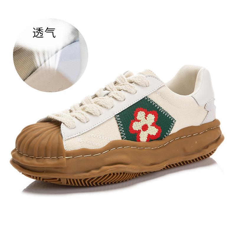 

Ugly cute shell head dissolving shoes 2025 spring and summer new flower canvas shoes casual little white shoes flat leather women s shoes 40
