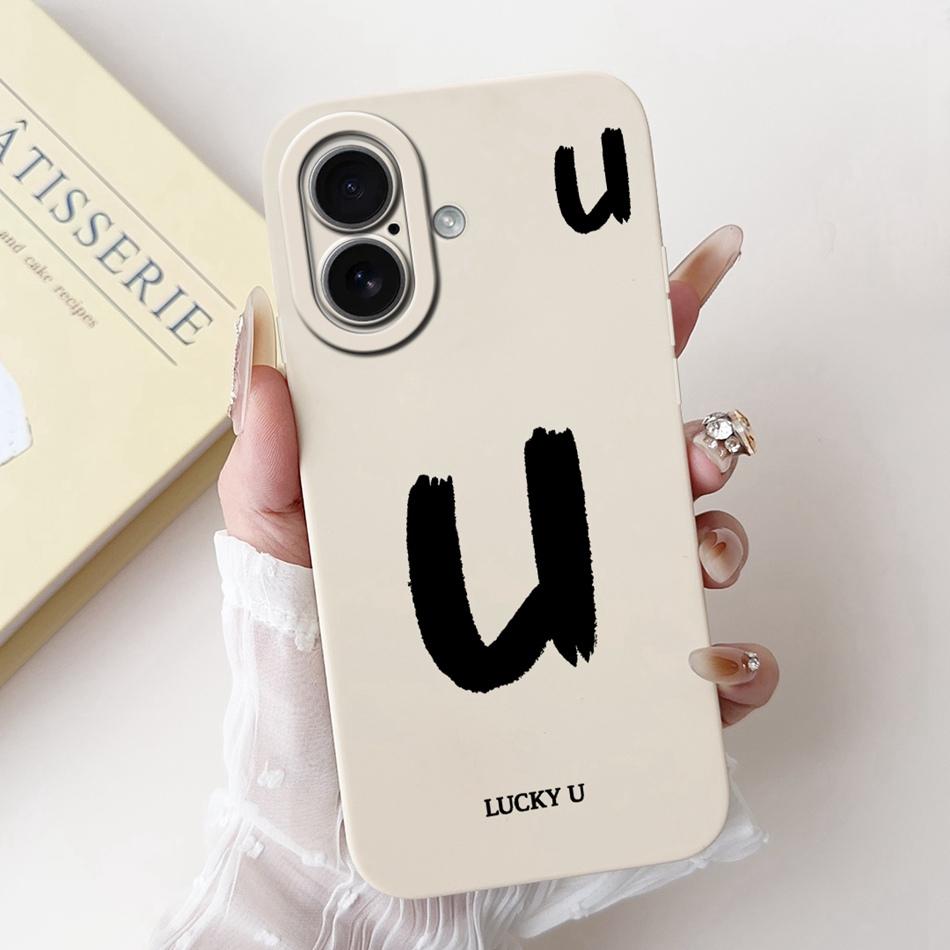 For iPhone 17 17Air Lucky Initial Letter Phone Case For iPhone17 17 Air Soft Silicone Shockproof Cases Bumpers