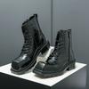 2024 Autumn New Men's Shoes High Top Casual Fashion Trend Brand Increase Big Head Leather Boots Large Size 38-45