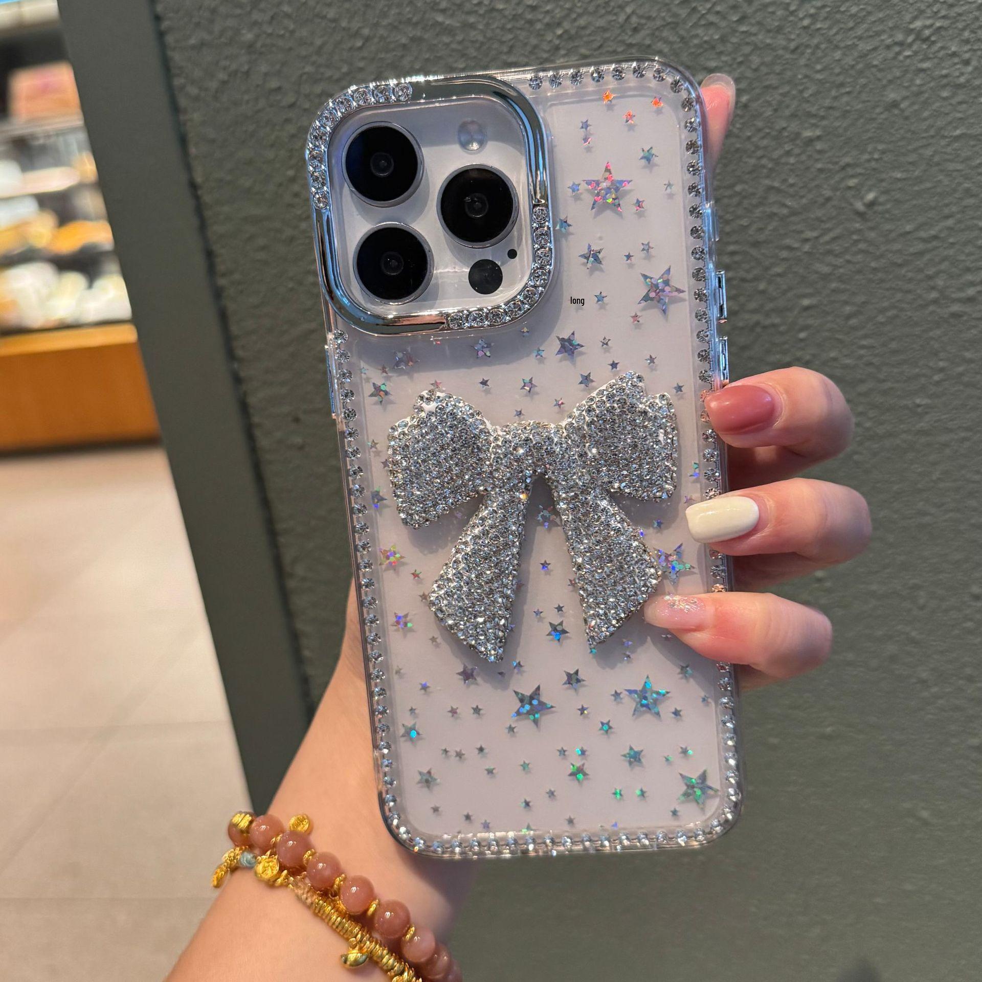 Laser Star Rhinestone Bowknot for iPhone 17/15 Pro Max & Apple 12 Cases iPhone 17 Air