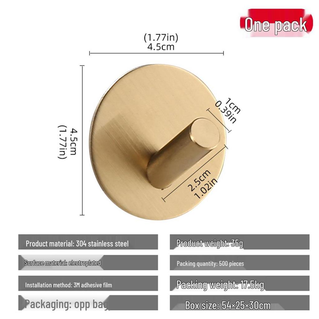 Stainless Steel No-Drill Adhesive Hook for Bathroom/Kitchen – Black