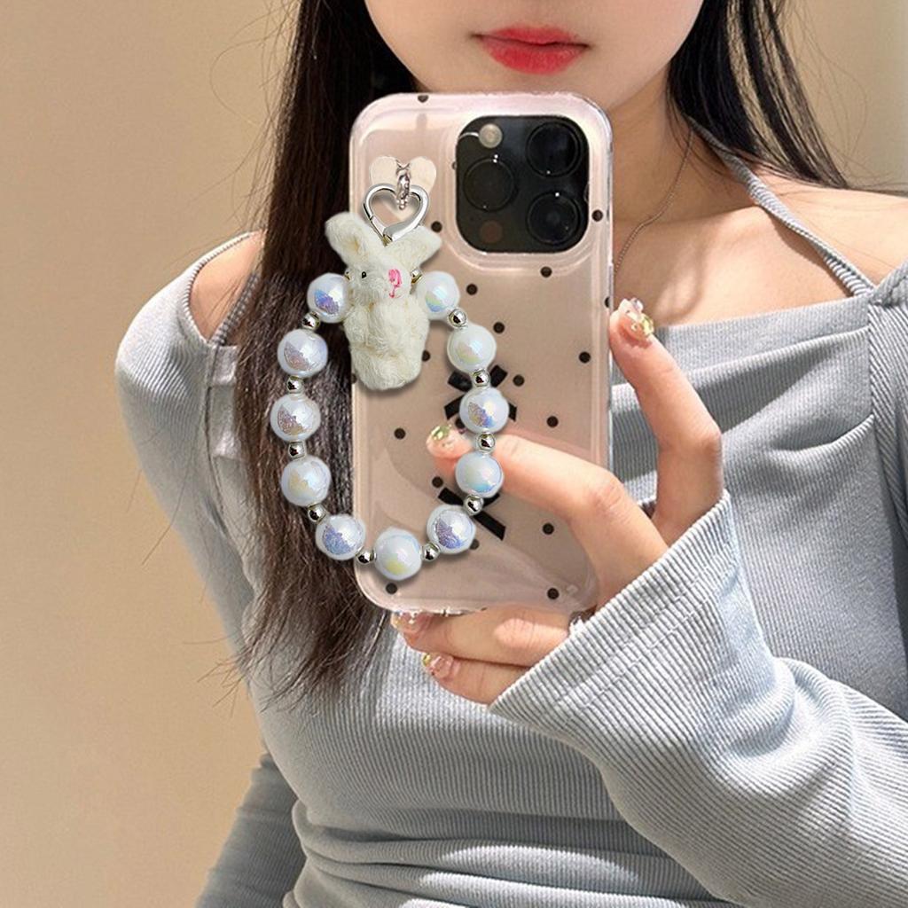 Elegant Pearl Bows Keychain Wrist Bracelet Pendant Multipurpose Handmade Jewelry Accessories for Bags Phones Household