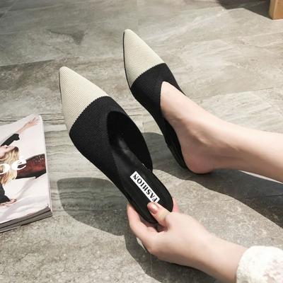 Damen Pantoletten 2025 Sommer Strickspitze Damen Halbschuhe Pantoletten Slipper Lässige Hausschuhe Damenschuhe Flache Sandalen Größe 35-43
