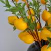 Artificial Lemon Branch with Green Leaves Fake Fruit Lemon Tree Decoration Lifelike Faux Greenery Stems for Home Dining Table Kitchen Decor