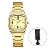 Square Watch Women Calendar Luminous Analog Display Cute Fashion Stainless Steel Band Waterproof Quartz Wristwatch Fashion Accessory - Birthday